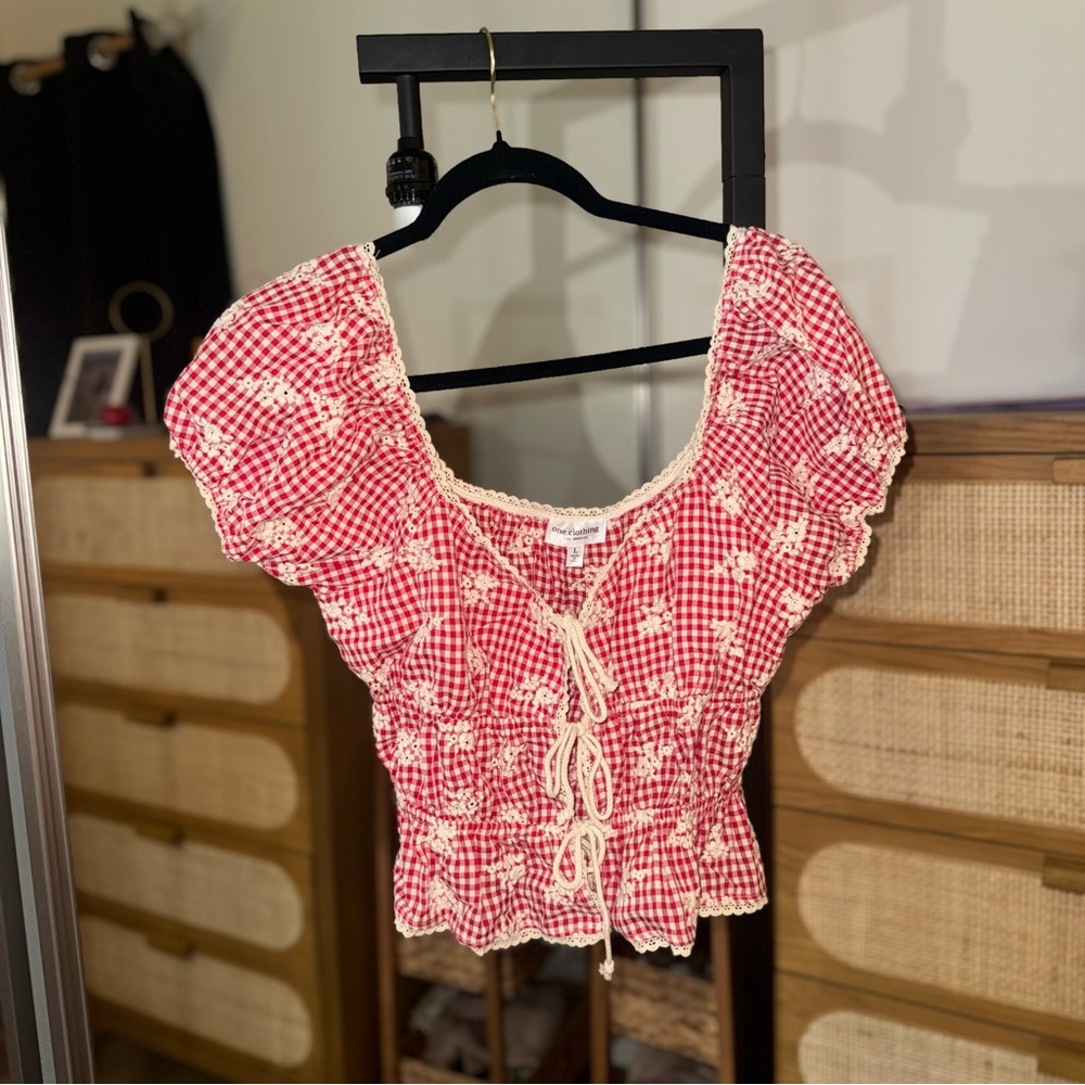 One Clothing Red and White Gingham Blouse